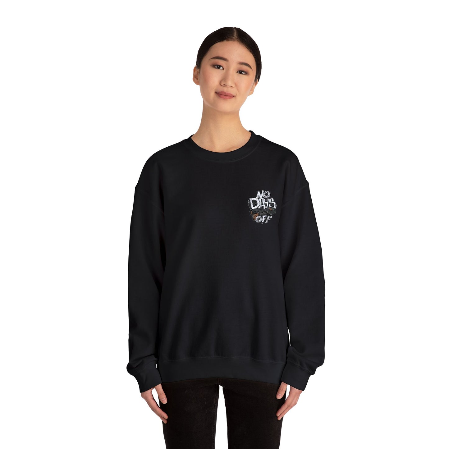 Embroidered "No Days Off"  Crewneck Sweatshirt