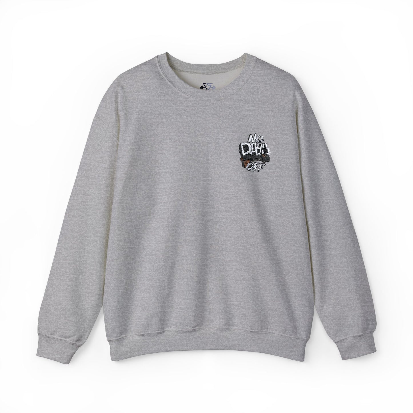 Embroidered "No Days Off"  Crewneck Sweatshirt