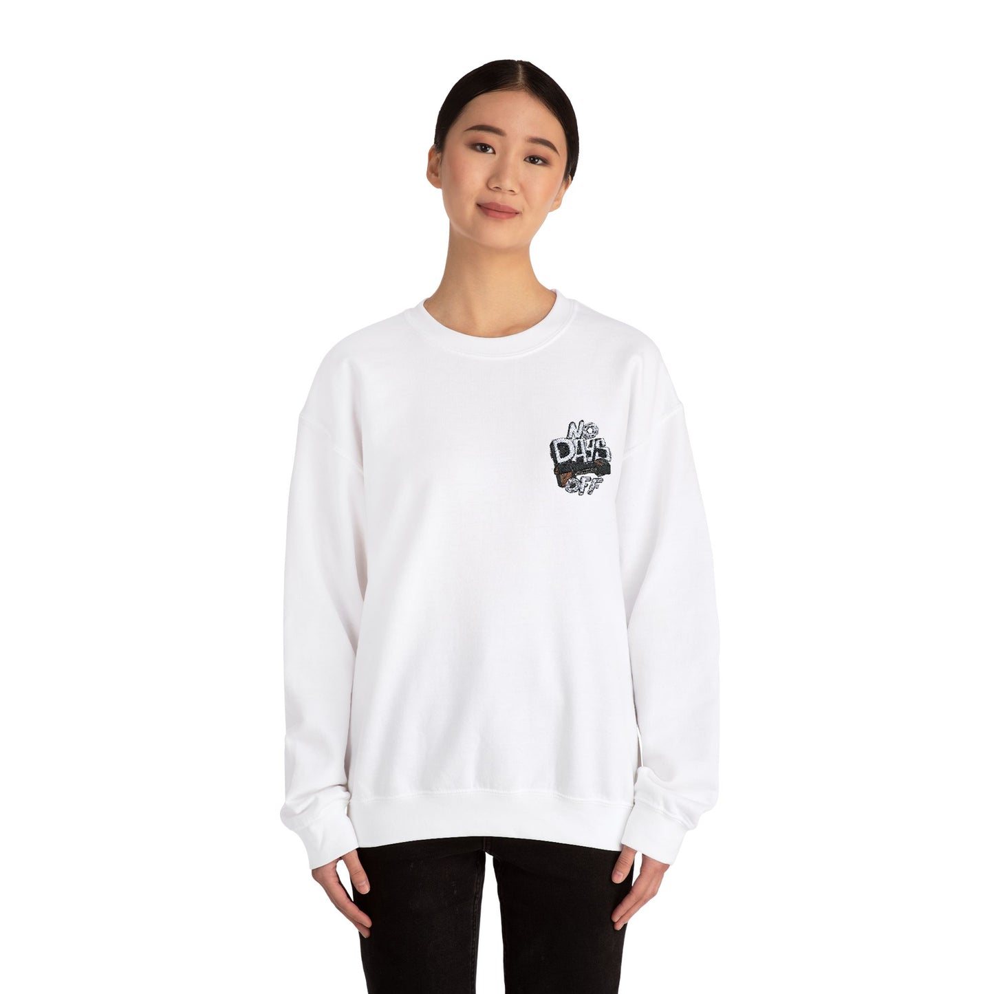 Embroidered "No Days Off"  Crewneck Sweatshirt