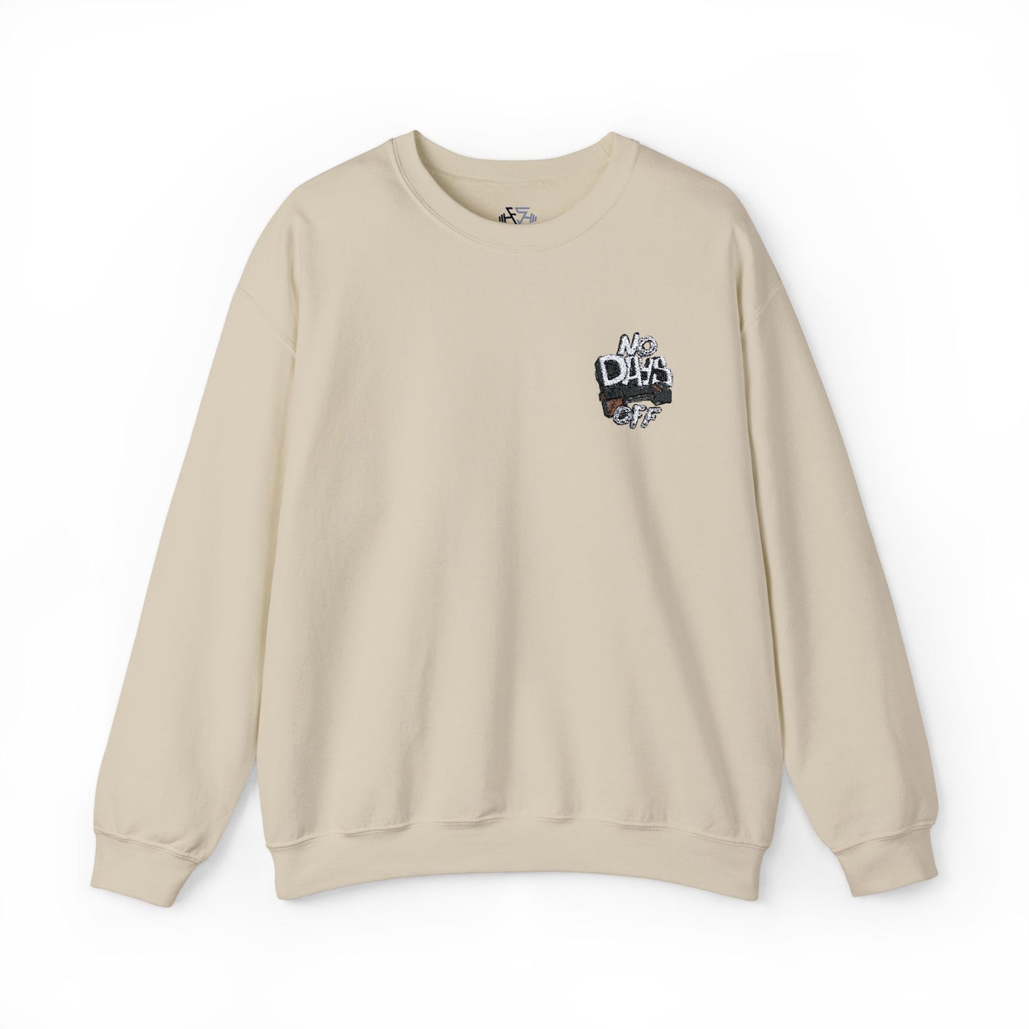 Embroidered "No Days Off"  Crewneck Sweatshirt