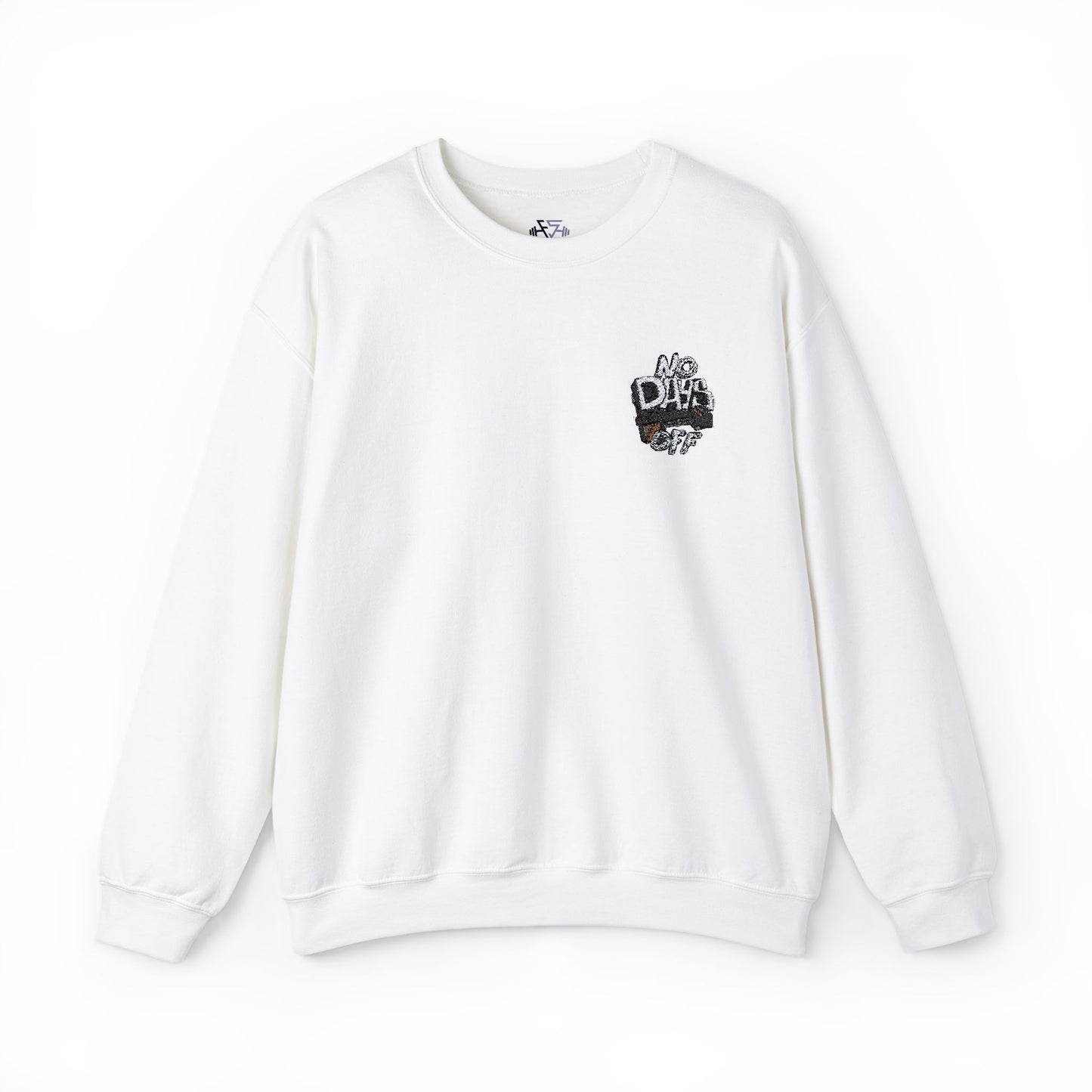 Embroidered "No Days Off"  Crewneck Sweatshirt