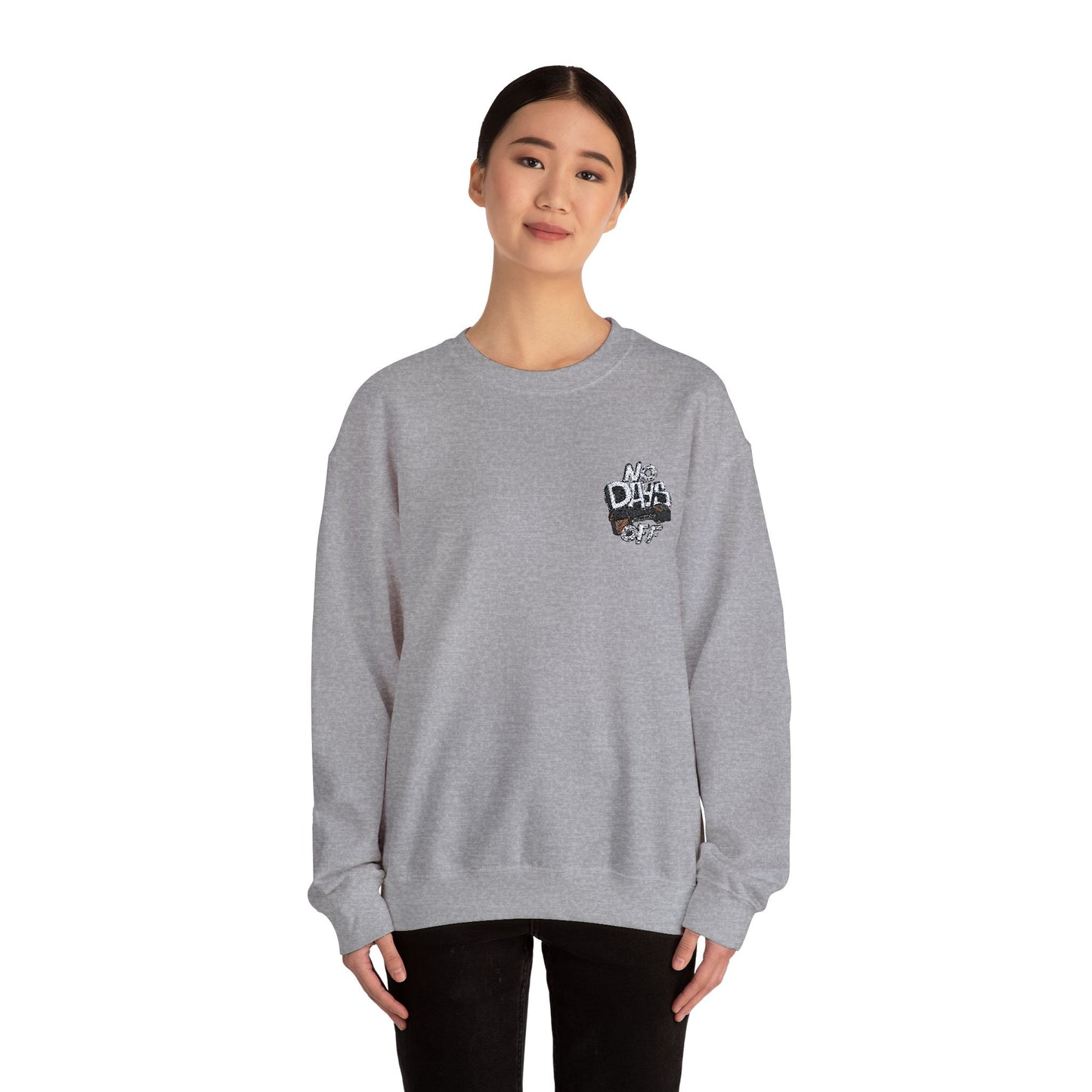 Embroidered "No Days Off"  Crewneck Sweatshirt