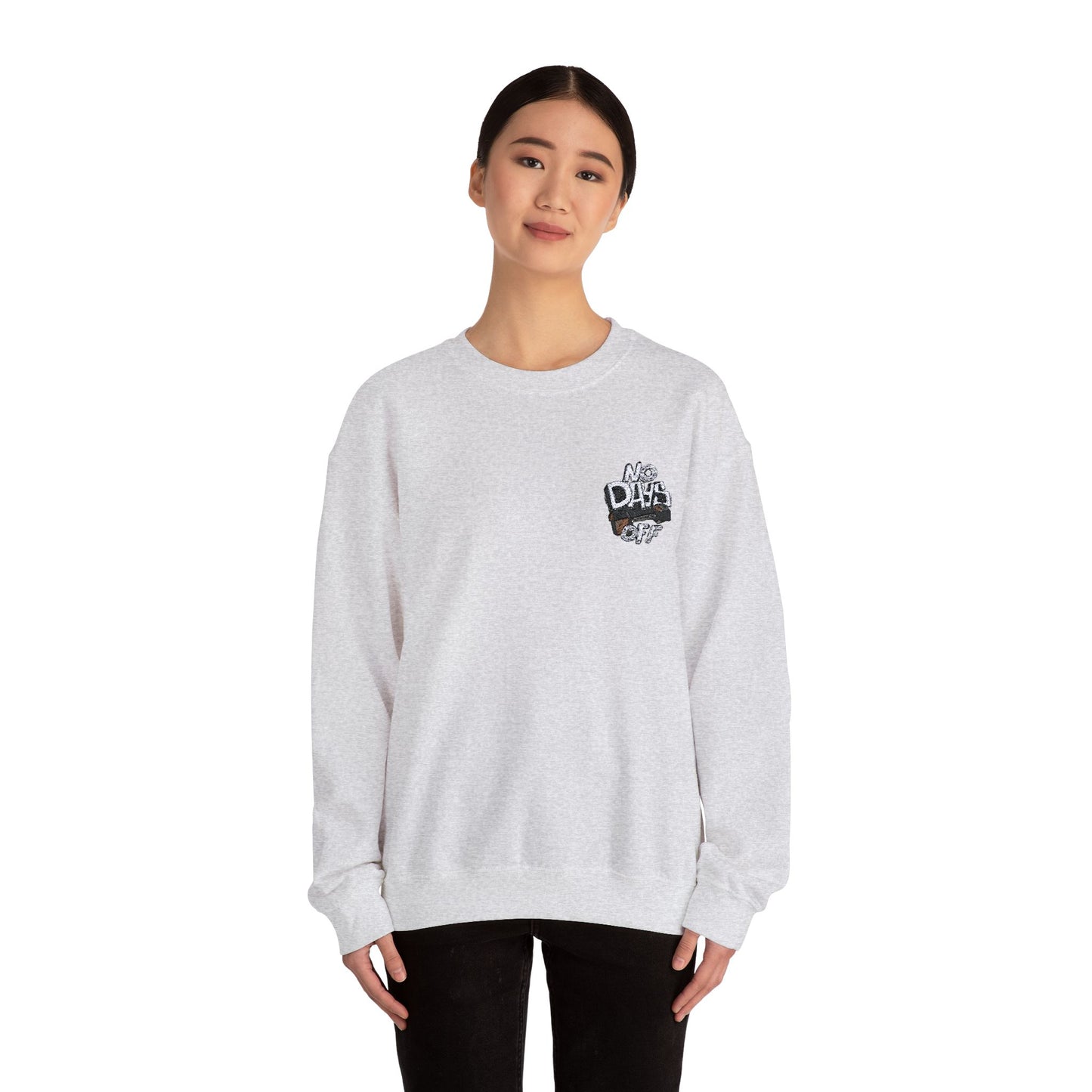 Embroidered "No Days Off"  Crewneck Sweatshirt